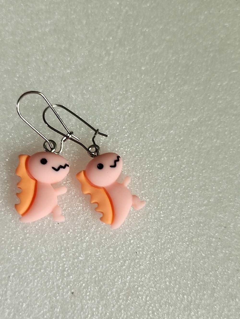 Hand Crafted Pink and Orange Dinosaur Earrings